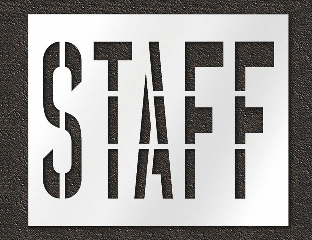 Individual Stencil: Staff, 0.125 in Thick, 48 in Overall Ht, 59 in Overall Wd, Highway Gothic