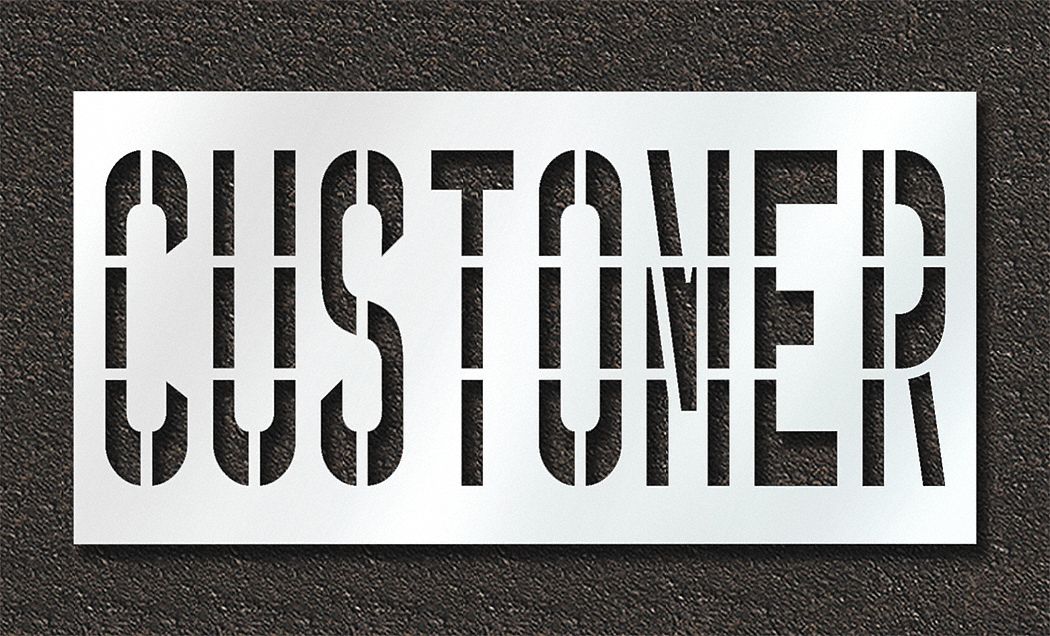 Individual Stencil: Customer, 0.125 in Thick, 48 in Overall Ht, 96 in Overall Wd, Highway Gothic