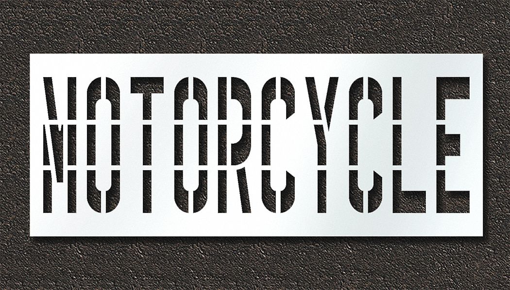 Individual Stencil: Motorcycle, 0.125 in Thick, 48 in Overall Ht, 120 in Overall Wd, Highway Gothic