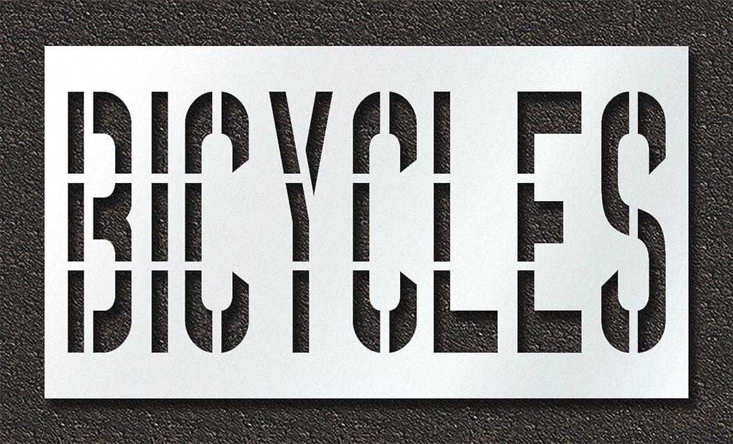 Individual Stencil: Bicycles, 0.125 in Thick, 48 in Overall Ht, 88 in Overall Wd, Highway Gothic