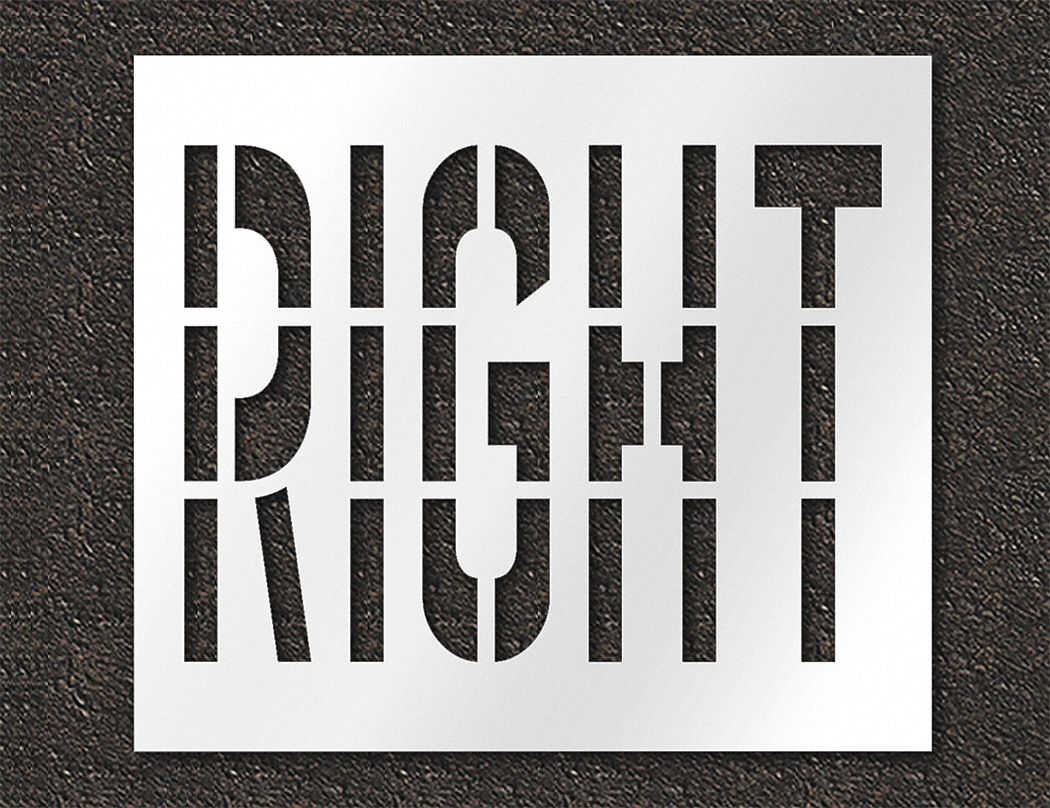 Individual Stencil: Right, 0.125 in Thick, 48 in Overall Ht, 55 in Overall Wd, Highway Gothic