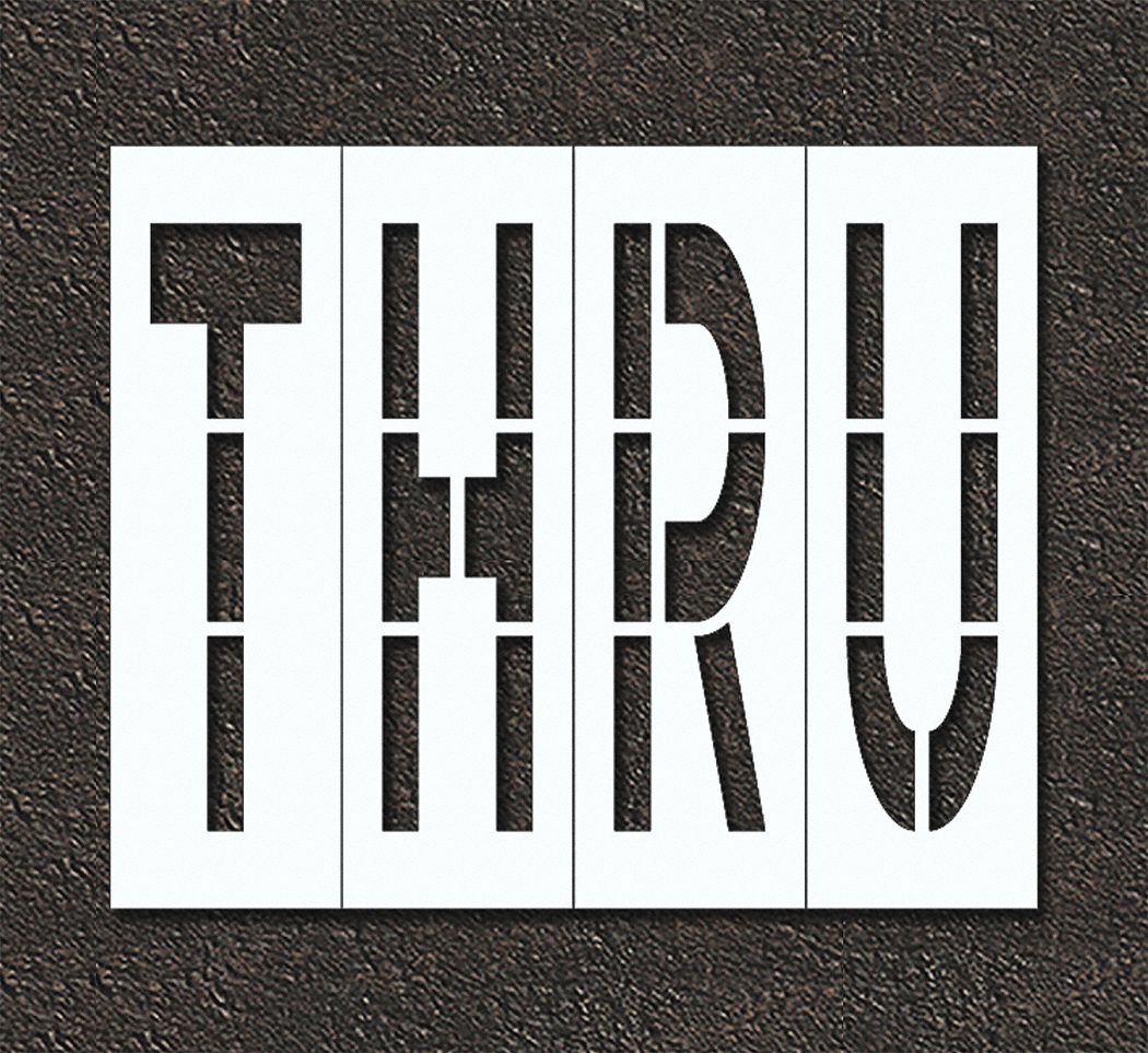 Individual Stencil: Thru, 0.125 in Thick, 120 in Overall Ht, 144 in Overall Wd, Highway Gothic