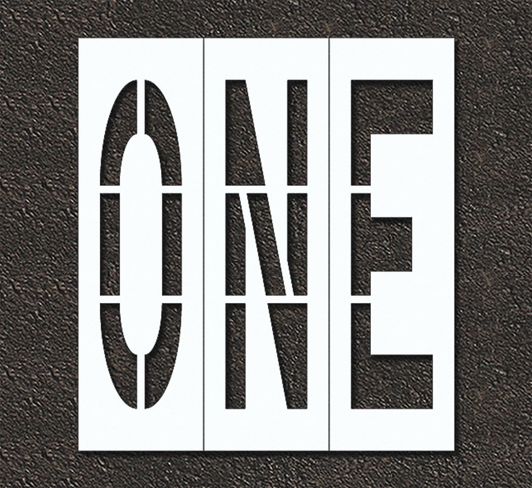 Individual Stencil: One, 0.125 in Thick, 120 in Overall Ht, 108 in Overall Wd, Highway Gothic