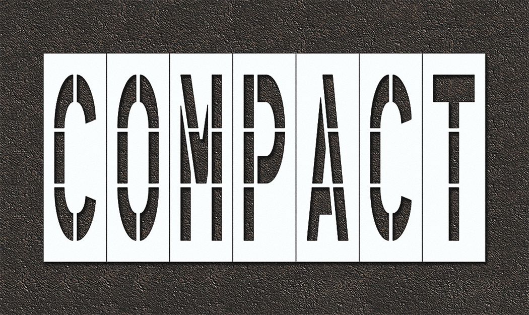 Individual Stencil: Compact, 0.125 in Thick, 60 in Overall Ht, 126 in Overall Wd, Highway Gothic