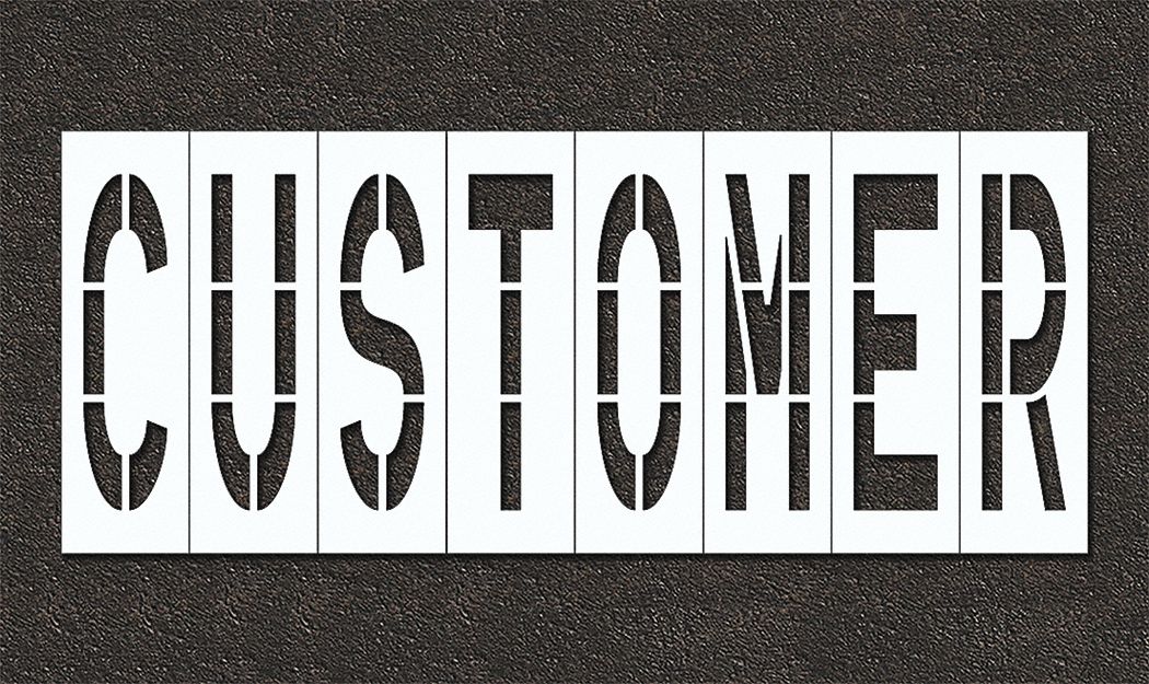 Individual Stencil: Customer, 0.125 in Thick, 60 in Overall Ht, 144 in Overall Wd, Highway Gothic