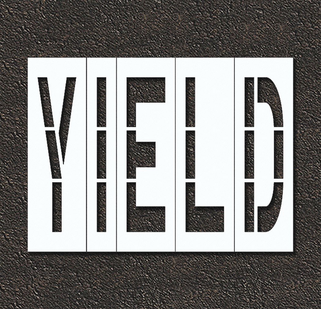 Individual Stencil: Yield, 0.125 in Thick, 120 in Overall Ht, 162 in Overall Wd, Highway Gothic