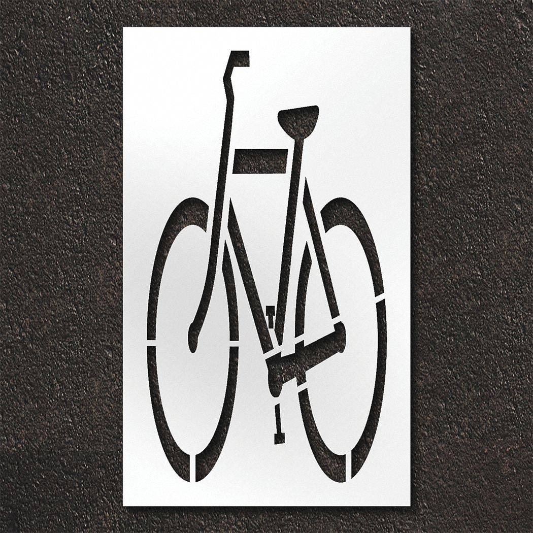 Individual Stencil: Bike, Parking Lot, 48 in Overall Wd, 80 in Overall Ht, 0.125 in Thick
