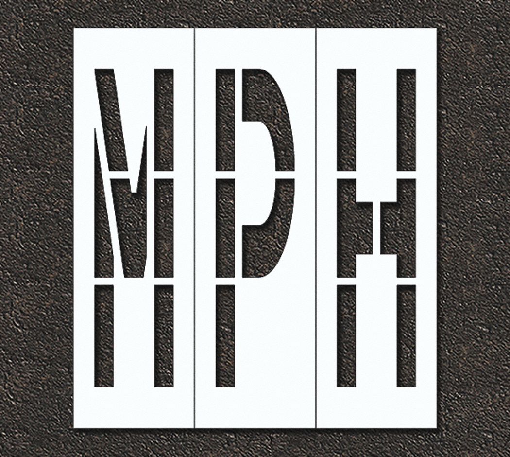 Individual Stencil: Mph, 0.125 in Thick, 120 in Overall Ht, 108 in Overall Wd, Highway Gothic