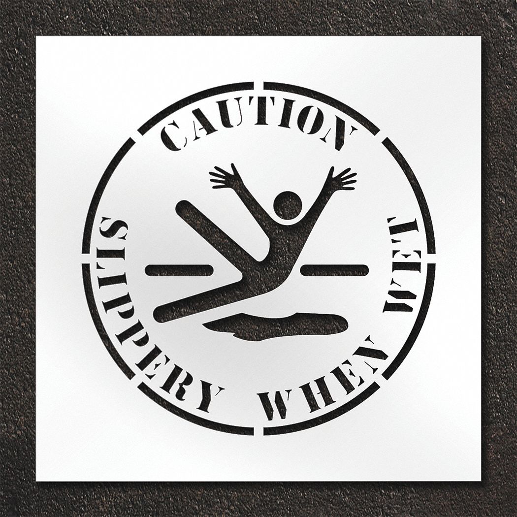 Individual Stencil: Caution Slippery When Wet, 24 in x 24 in Message Size (WxH)