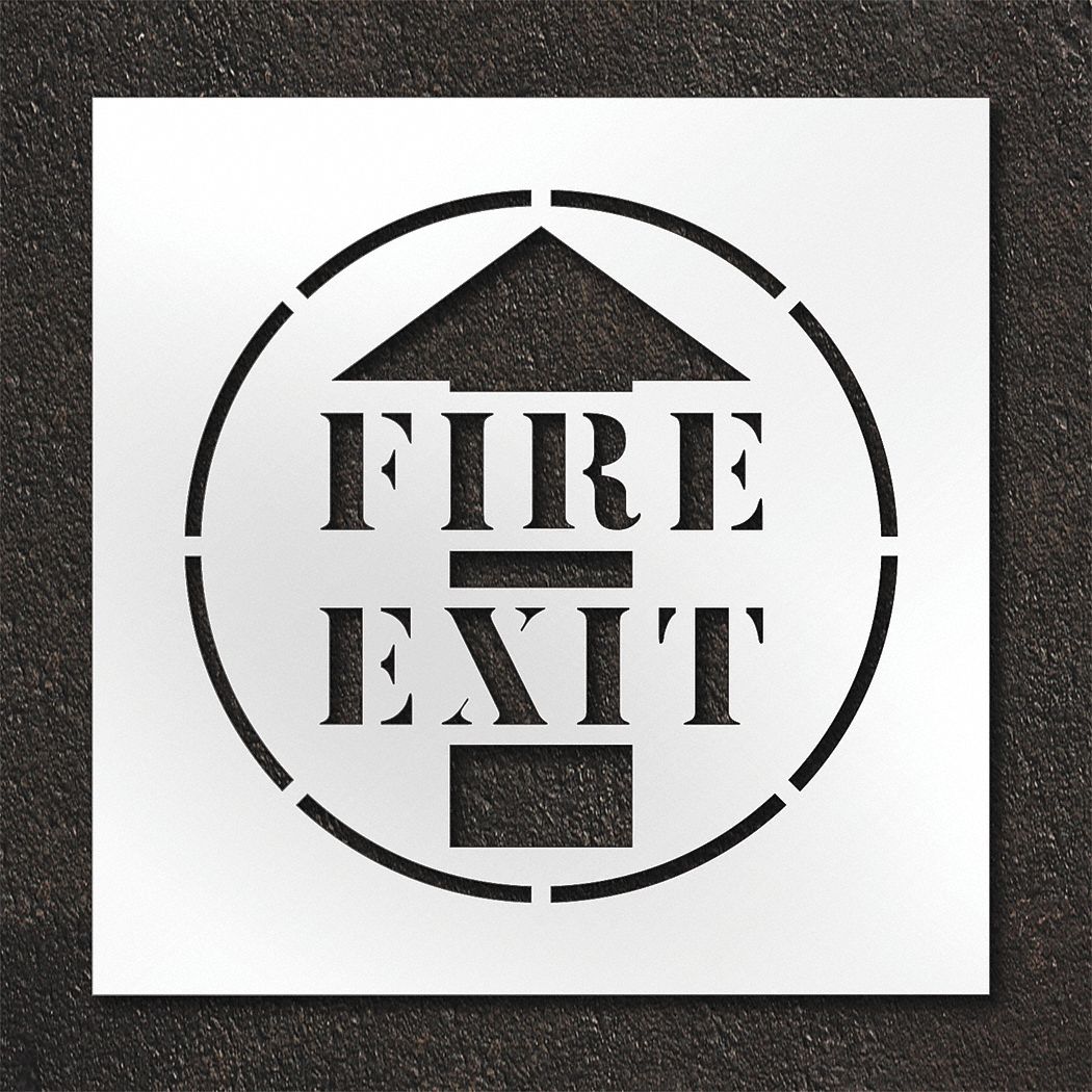 Individual Stencil: Fire Exit, 24 in x 24 in Message Size (WxH), 30 in x 30 in Stencil Size (WxH)