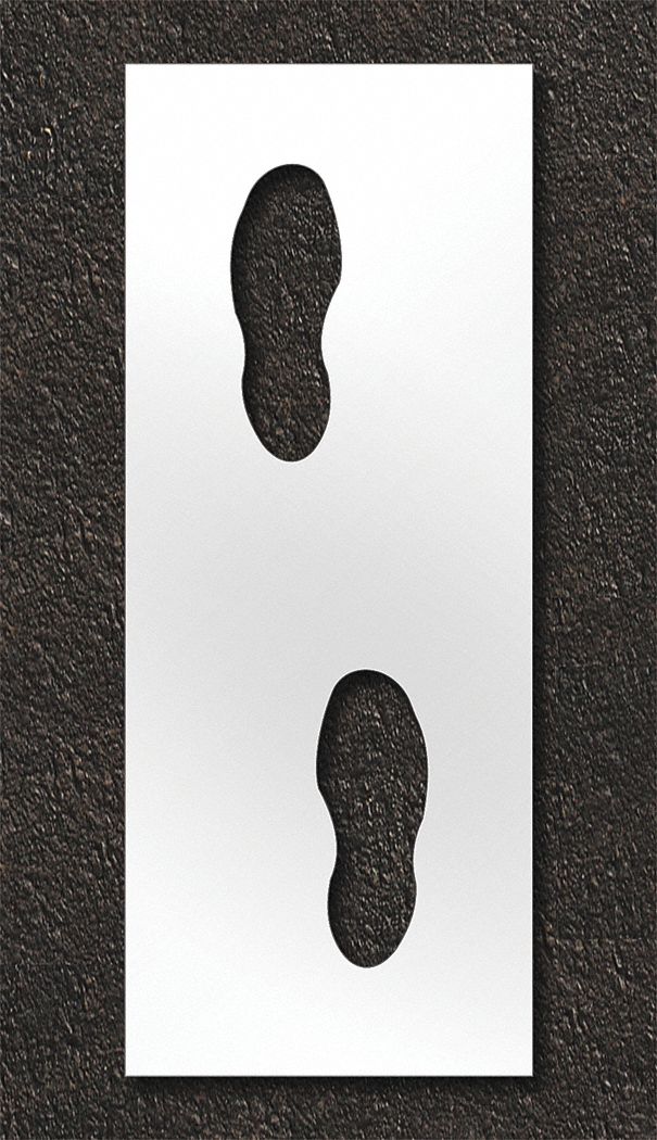 Individual Stencil: Foot Steps, 6 in x 24 in Message Size (WxH), 12 in x 30 in Stencil Size (WxH)