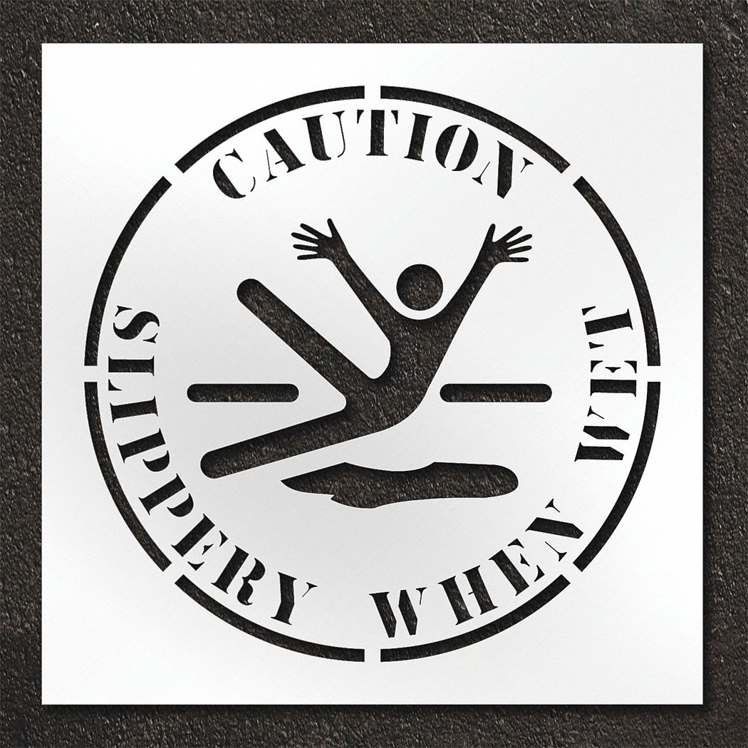 Individual Stencil: Caution Slippery When Wet, 42 in x 42 in Message Size (WxH)