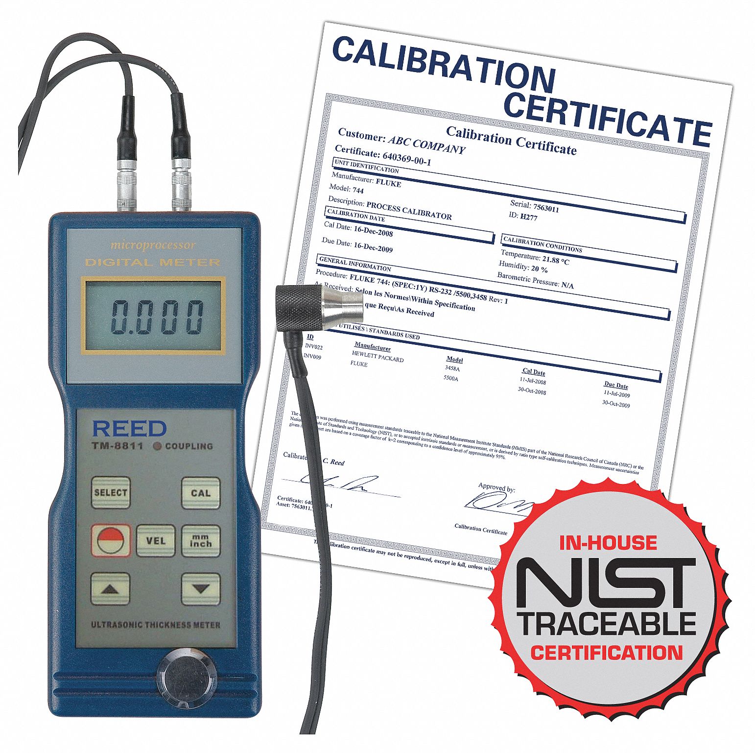 REED GAUGE THICKNESS ULTRASONIC W/NIST Ultrasonic Thickness Gauge REETM8811NIST TM8811NIST
