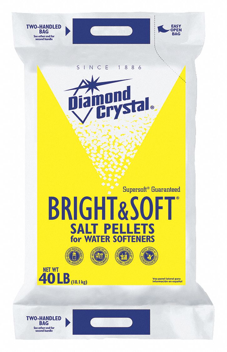 DIAMOND CRYSTAL, Pellets, 40 lb, Water Softener Salt 42DA14100012407