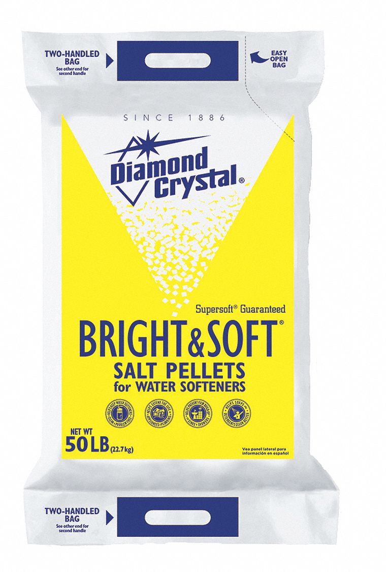 WATER SOFTENER SALT: PELLETS, 50 LB, BAG, BRIGHT AND SOFT