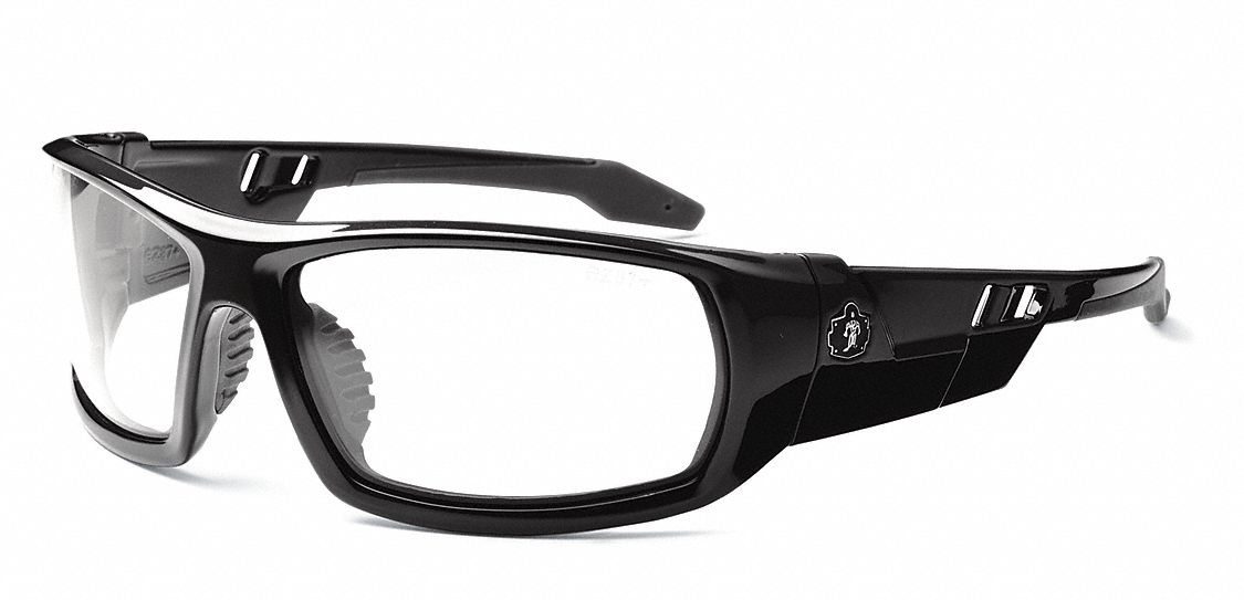 LUNETTES DE SÉCURITÉ, MONTURE INTÉGRALE, TRADITIONNELLES, NYLON/PC, ANTIRAYURES, NOIR/TRNSP, CSA, UV, M