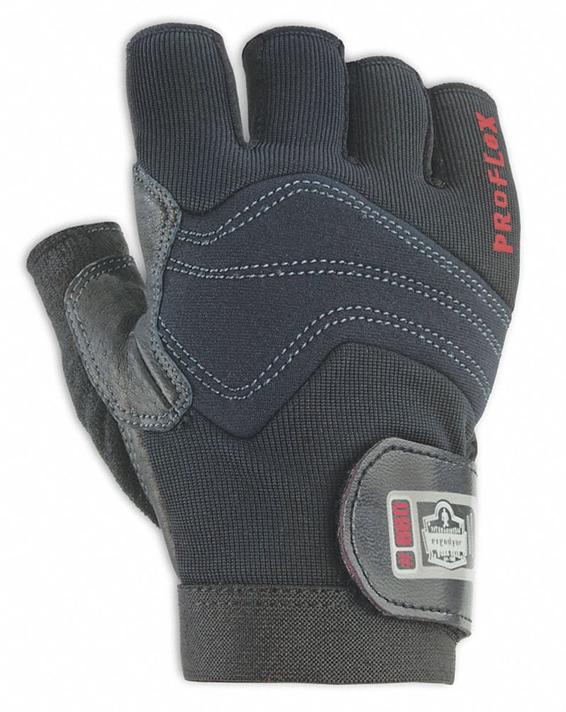 PROFLEX 860 HEAVY LIFTING UTILITY GLOVES, XL, 10, BLK, LEATHER, BREATHABLE SPANDEX