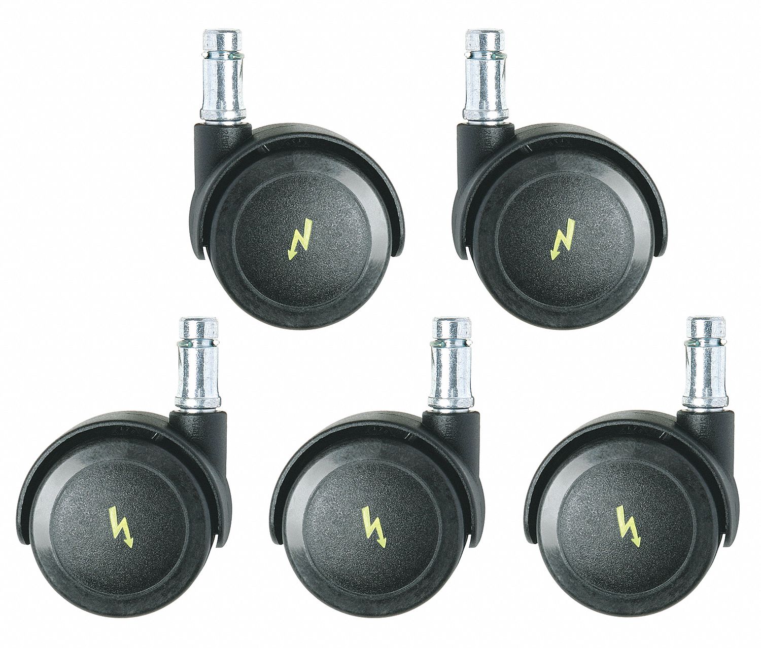 BEVCO FrictionRing Stem Caster Kit, 2 in Wheel Dia., 550 lb Load Rating, PK 5 19UC28CAPD5S