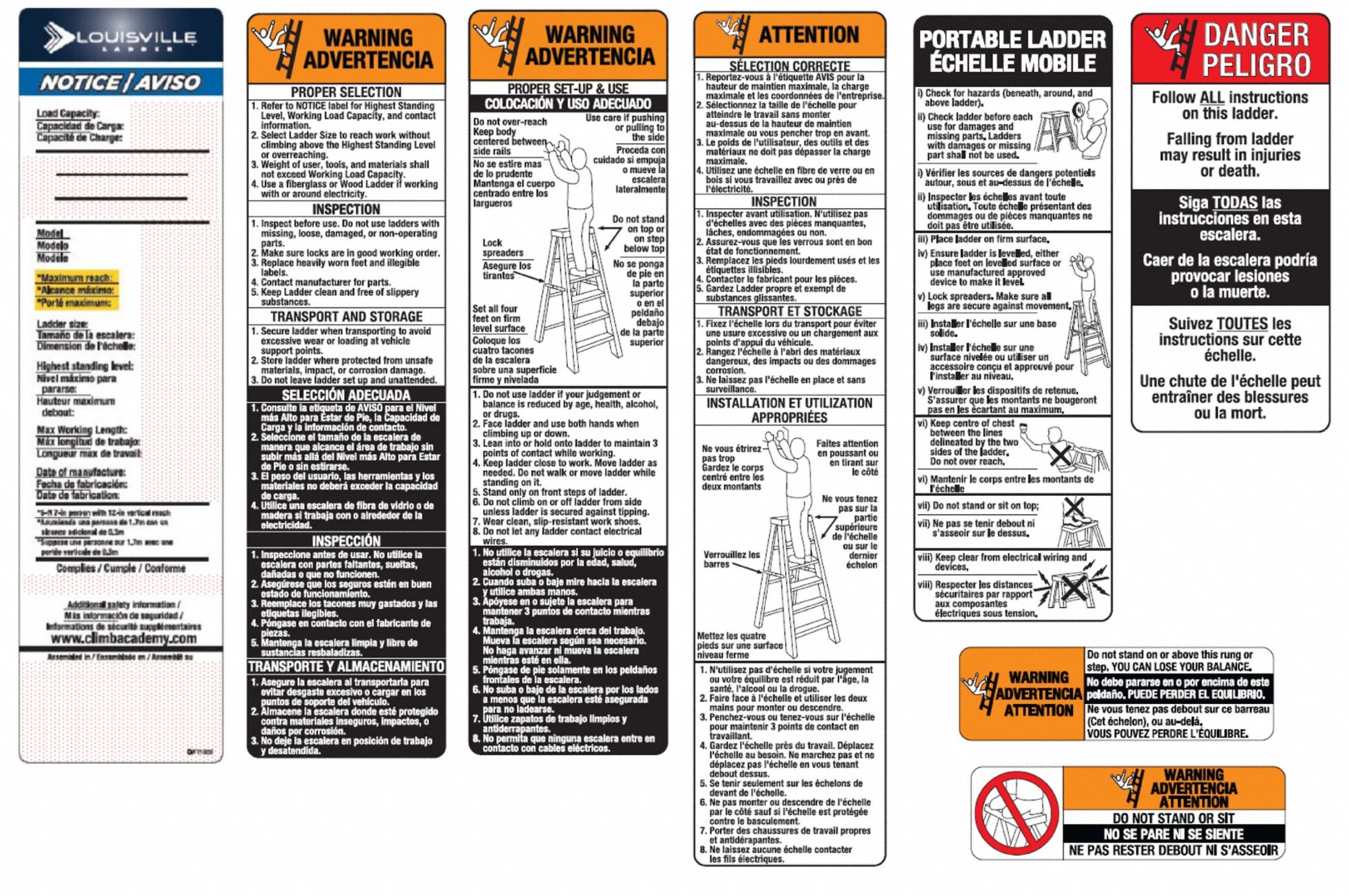 Ladder Label Kit: For Stepladders, 8 Labels