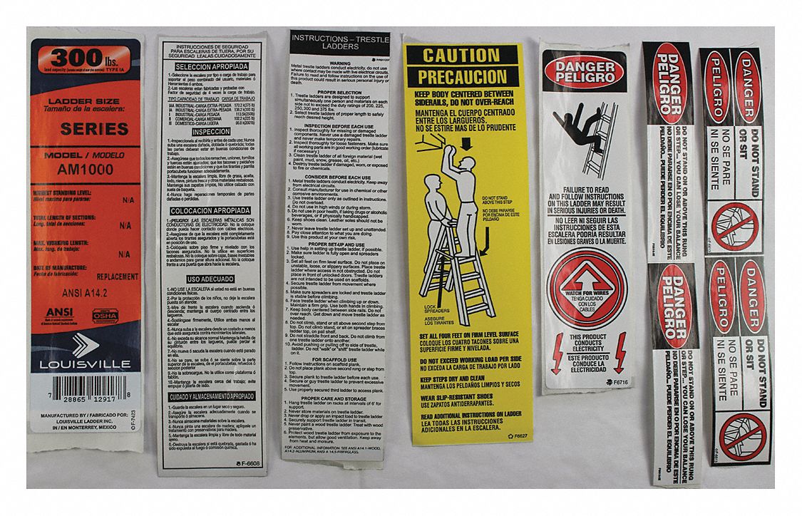 Ladder Label Kit: For Twin Stepladders, 9 Labels