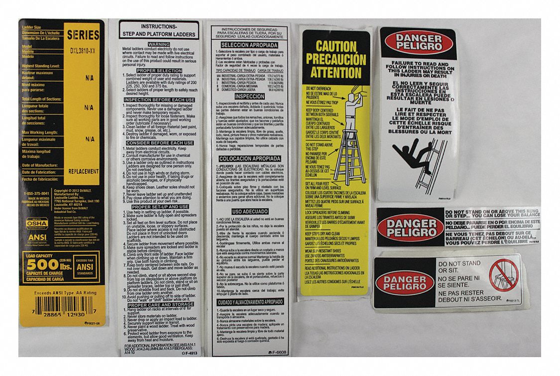 Ladder Label Kit: For Stepladders, 8 Labels