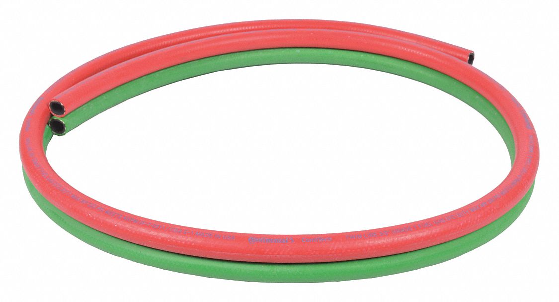 WELDING HOSE, TWIN LINE, 50 FT L, 1/4 IN INSIDE DIA, 17/32 IN OUTSIDE DIA, SYNTHETIC RUBBER