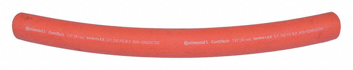 AIR HOSE, -20 °  F TO 190 °  F, NITRILE SYNTHETIC RUBBER, 50 FT L, RED, 300 PSI AT 70 F, 11/16 IN OD, ⅜ IN ID, ¼ IN FITTINGS