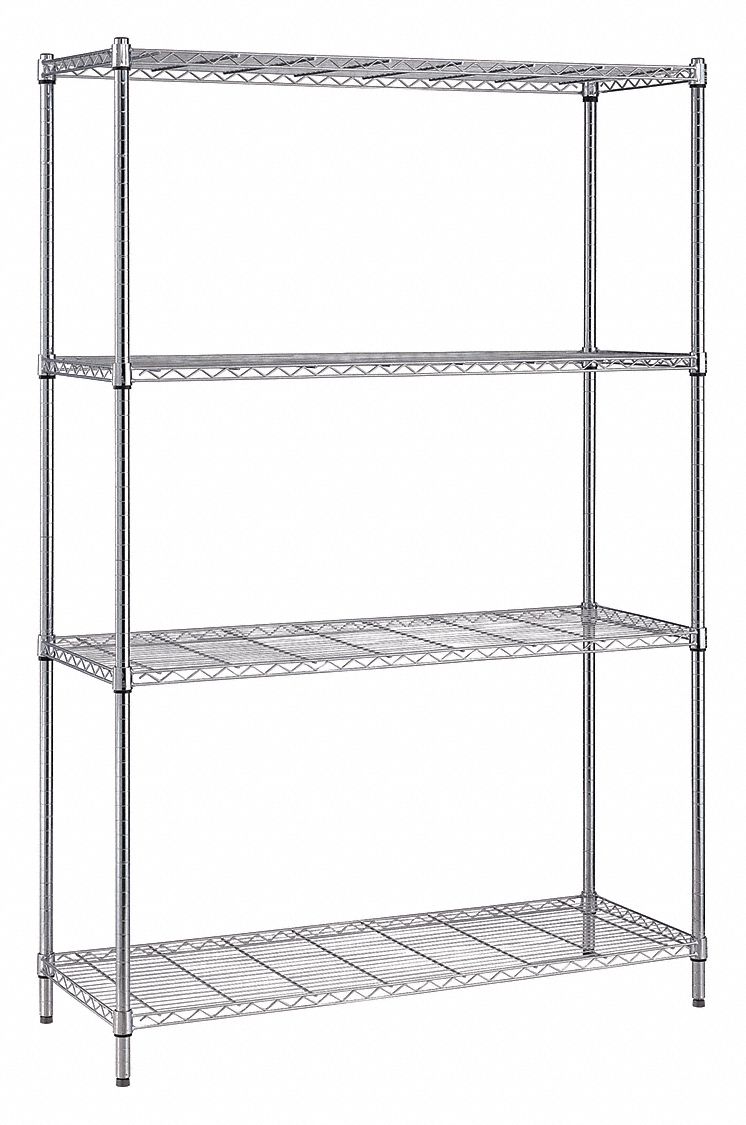 Single Box Wire 4-Shelf Unit, 18x30x72in