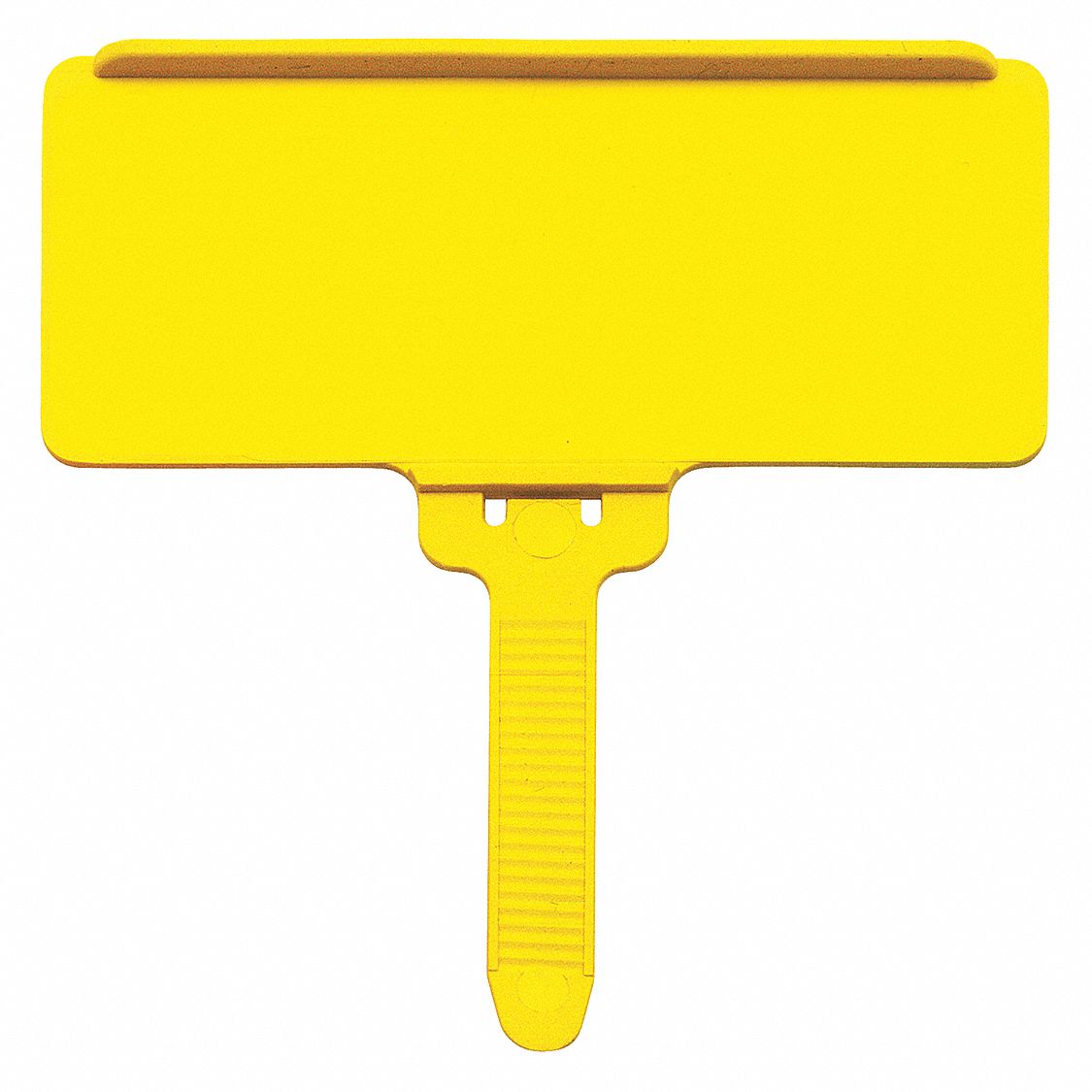 LABEL TAG, 3 IN X 1⅜ IN, YELLOW, ADHERED, 25 LABEL HOLDERS, 25 PK