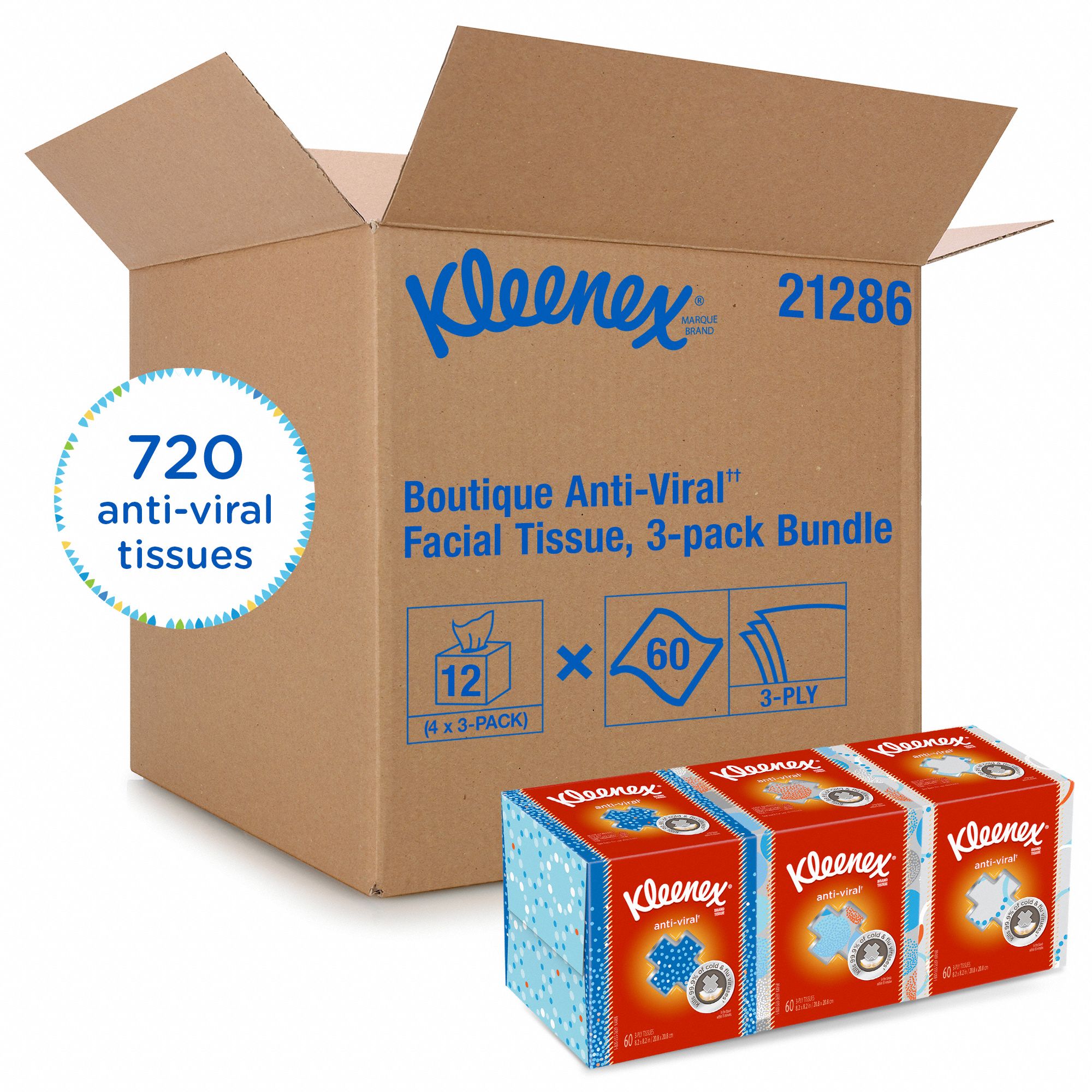 Kimberly-Clark Professional Kleenex Anti-Viral Facial Tissue Cube 