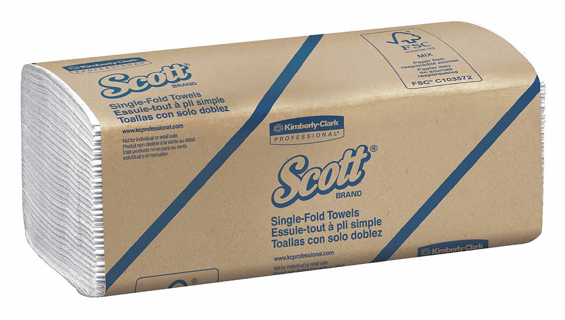 PAPER TOWEL ROLL, WHITE, SINGLE FOLD, 10½ X 9¼ IN, 250 SHEETS, 1-PLY, 16 PK