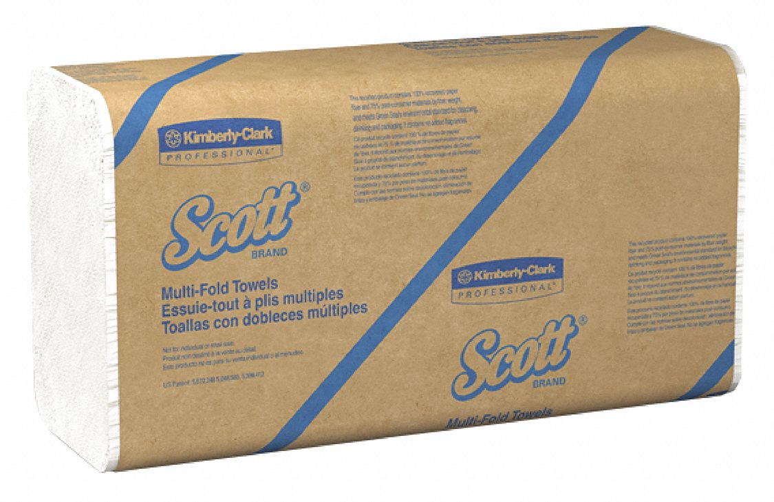 PAPER TOWEL SHEETS, WHITE, MULTIFOLD, 9⅜ X 9¼ IN, 250 SHEETS, 1-PLY, 16 PK