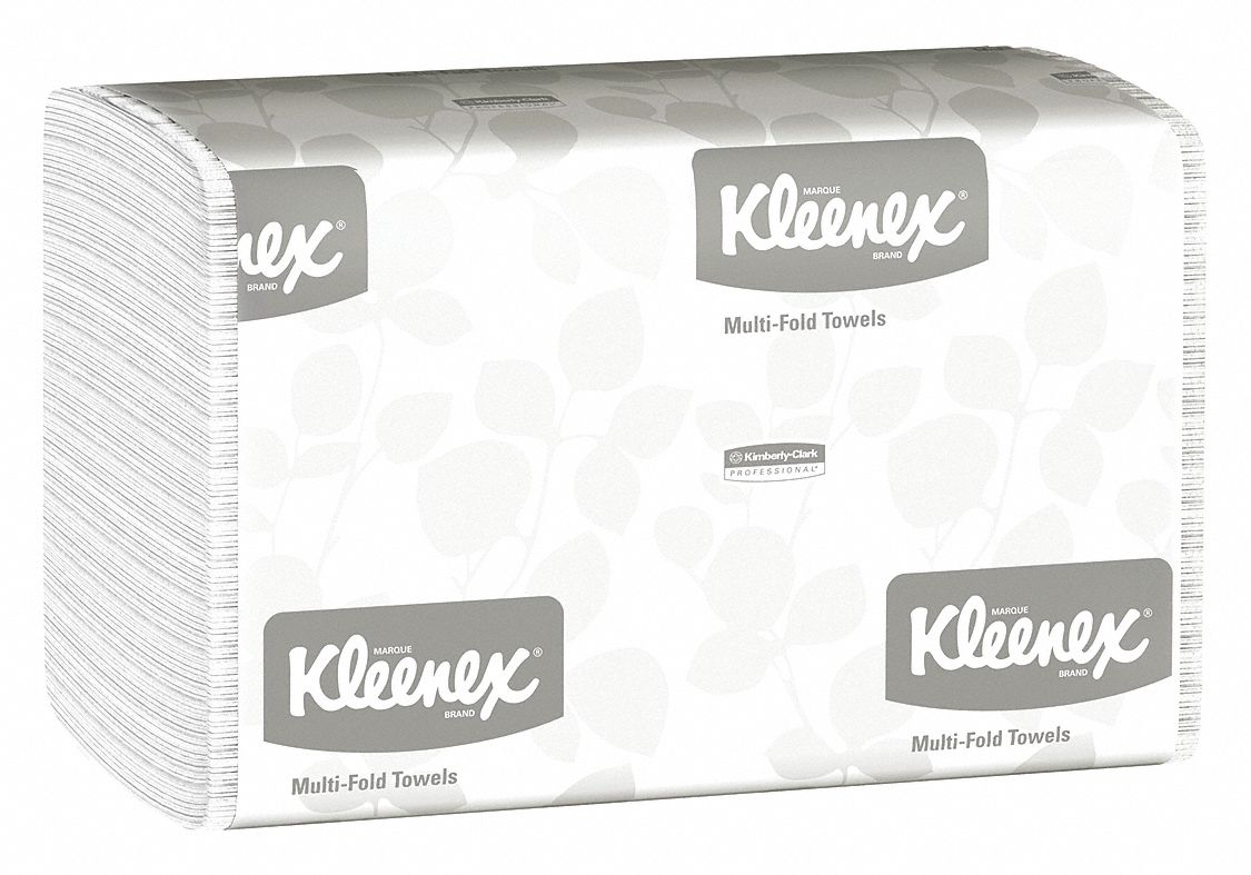 Paper Towel Sheets: White, 9 1/4 in Sheet Wd, 9 1/2 in Sheet Lg, 150 Sheets, 1 Ply, Kleenex®, 16 PK