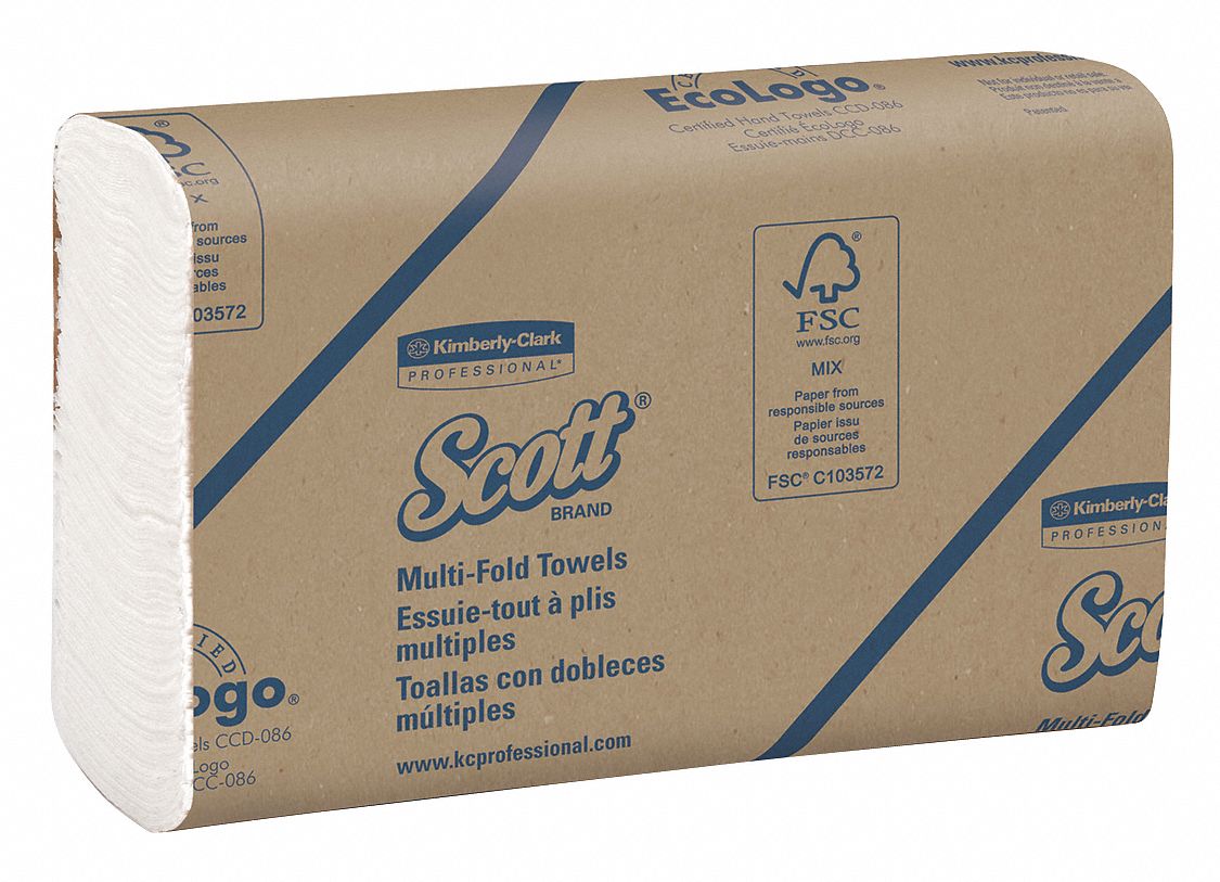 Paper Towel Sheets: White, 8 in Sheet Wd, 9 3/8 in Sheet Lg, 16 PK