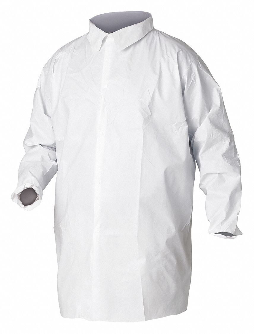 LAB COAT, UNISEX, WHITE, 26 1/2 IN CHEST/36 3/4 IN LENGTH, MEDIUM, SMS FABRIC