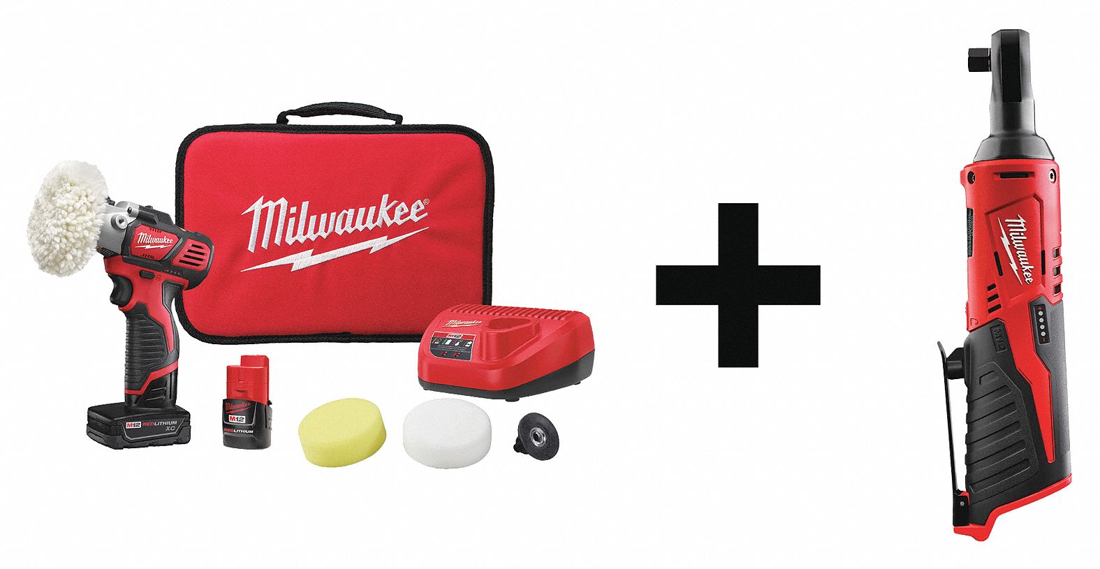 MILWAUKEE Cordless Combo Kit, 12.0 V, 2 Tools, 2 Batt 42EY52243822X