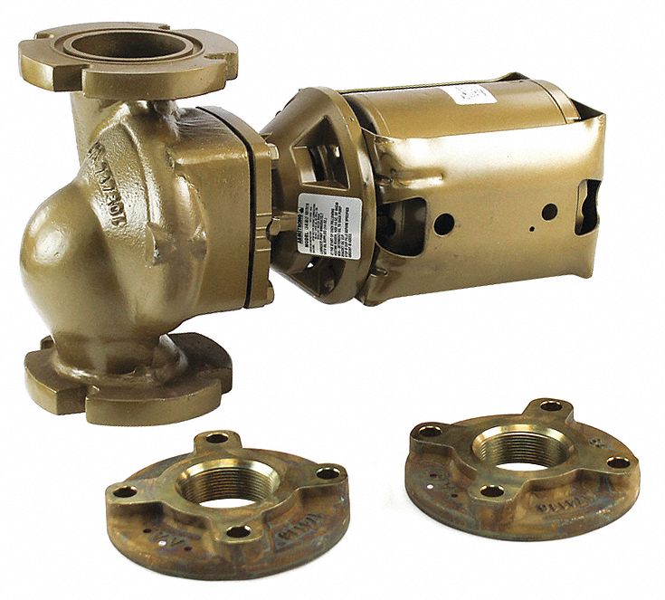 Circulating Pump: 1/4 hp HP, 115V AC, Bronze, 1, 55 gpm, 20 ft Max. Head, 10 in Face to Face, Inline