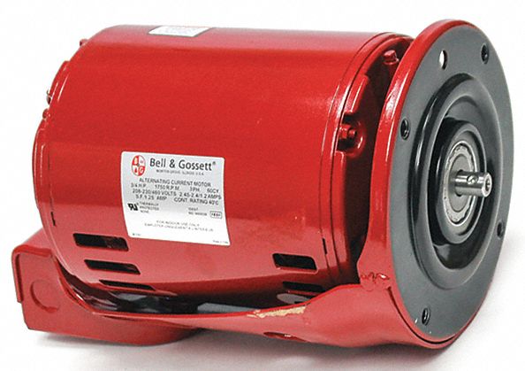 Circulating Pump Motor: Bell & Gossett, 111049, 3/4 hp, Three Phase, 208-230/460V AC, 1 Speed