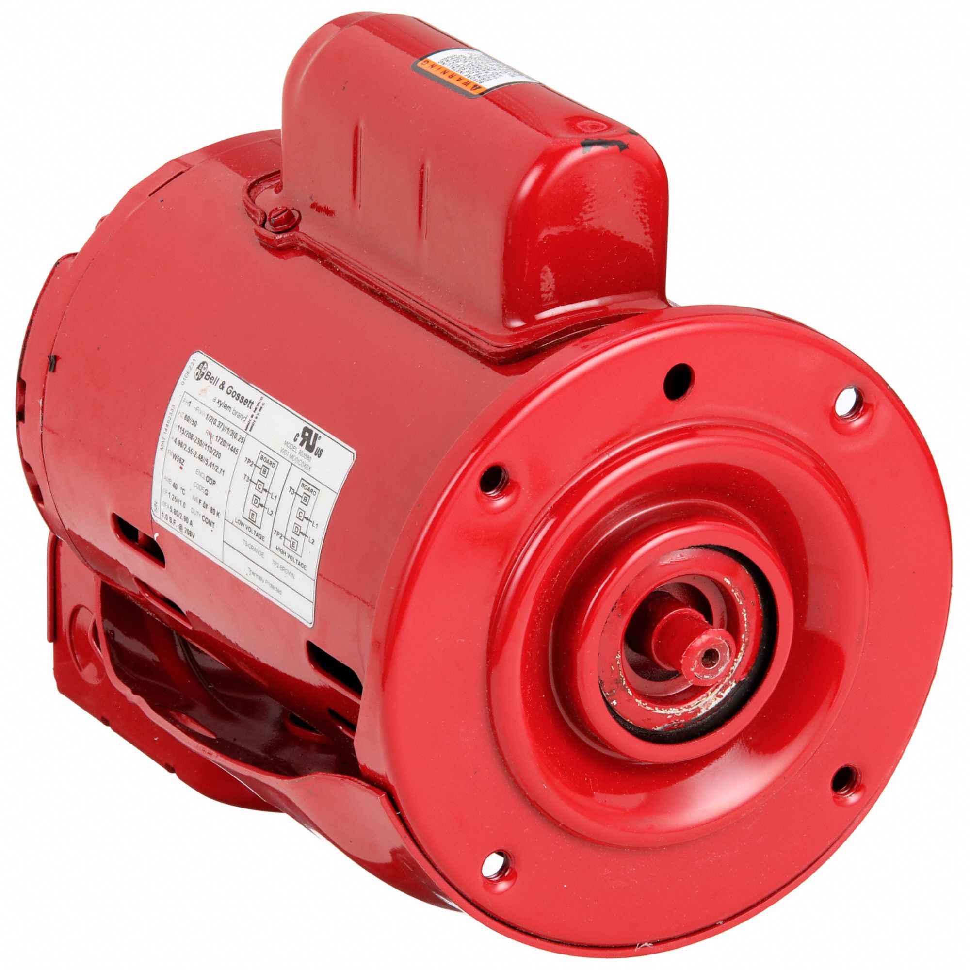 Circulating Pump Motor: Bell and Gossett, 169228, 1/2 hp, Single Phase,  115/208-230V AC, 1 Speed