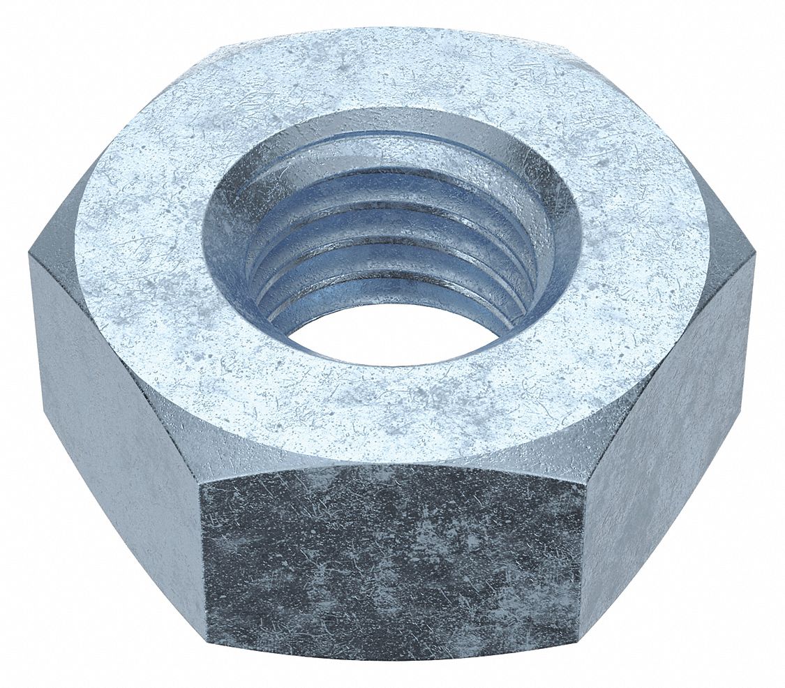 Hex Nut: Std Hex, M10x1.50 Thread, 16 mm Hex Wd, 8 mm Hex Ht, Steel, Class 8, Zinc-Plated, 100 PK
