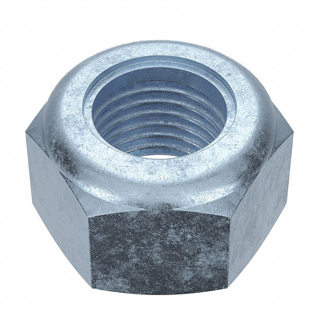 Lock Nut: Nylon Insert, Std Hex, M42x4.50 Thread Size, Steel, Grade 5, Zinc-Plated, 14 PK