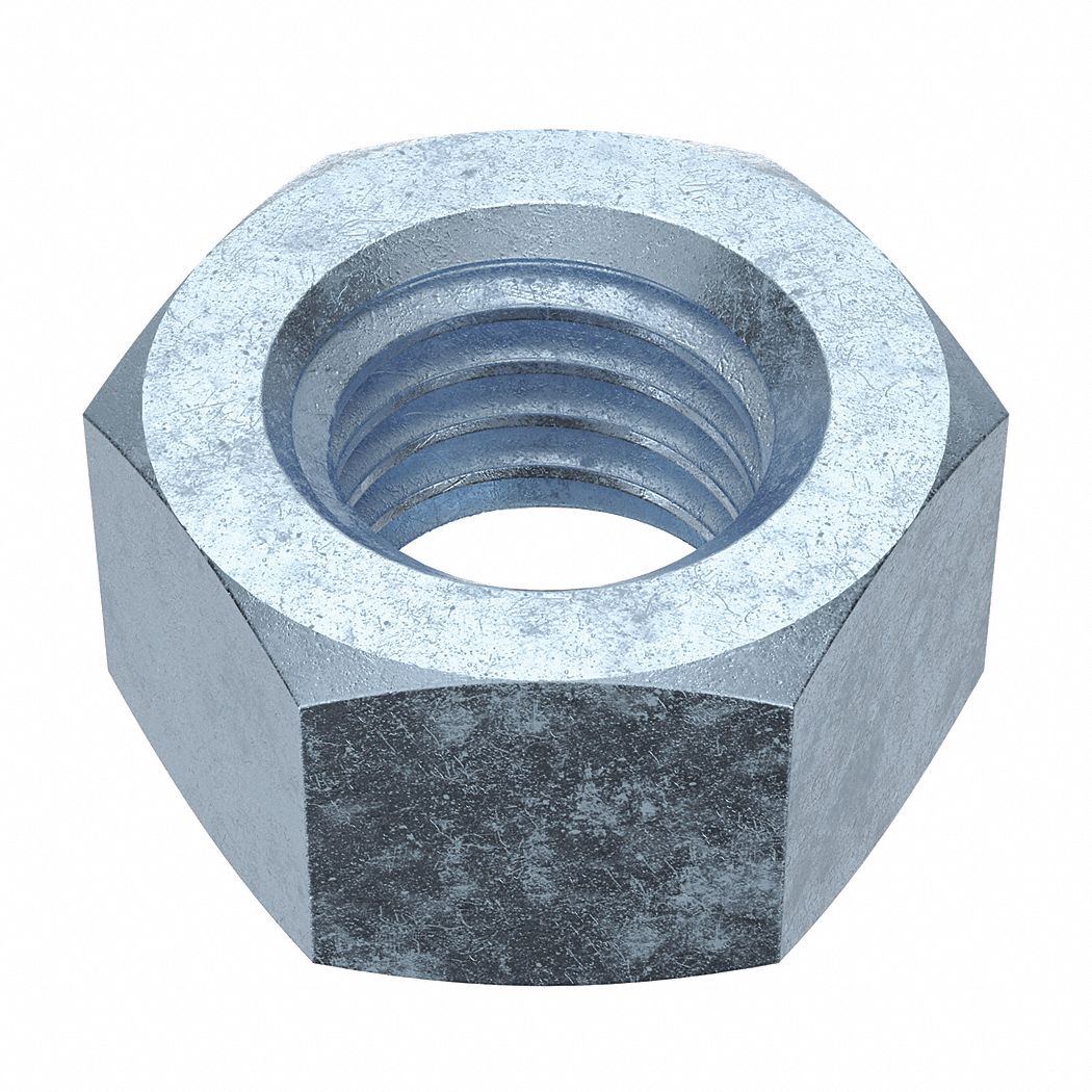 Hex Nut: Std Hex, 7/16"-14 Thread, 11/16 in Hex Wd, 3/8 in Hex Ht, Steel, Grade 5, Std, 50 PK