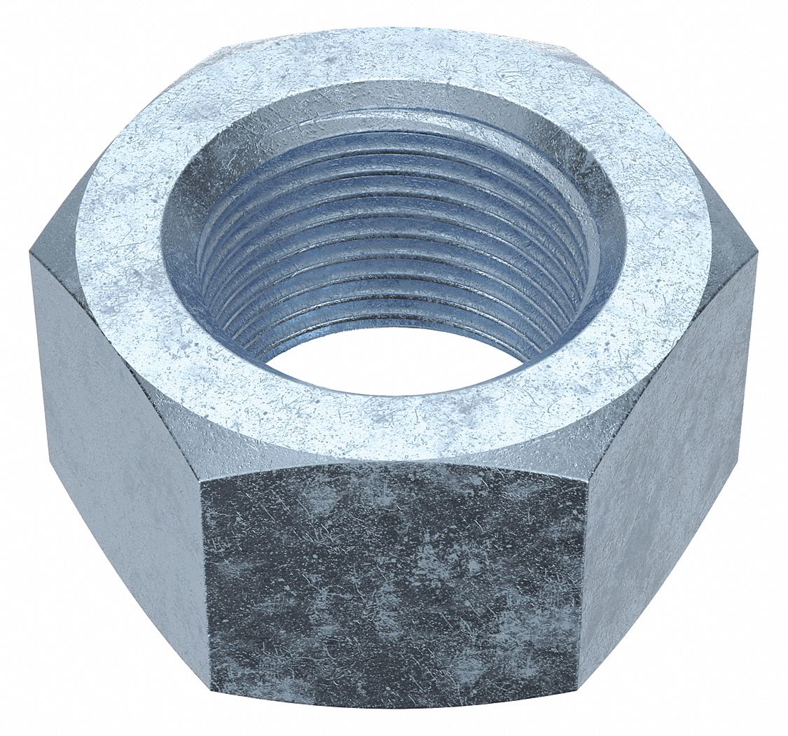 Hex Nut: Std Hex, 1"-14 Thread, 1 15/32 in Hex Wd, 55/64 in Hex Ht, Steel, Grade 2, Plain, Std, 5 PK