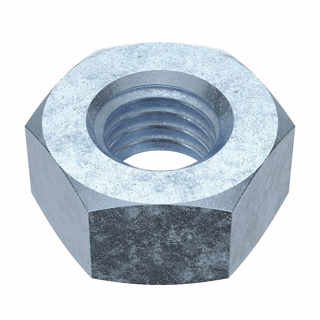 Hex Nut: Std Hex, 1/4"-28 Thread, 7/16 in Hex Wd, 7/32 in Hex Ht, Steel, Grade 2, Std, 100 PK