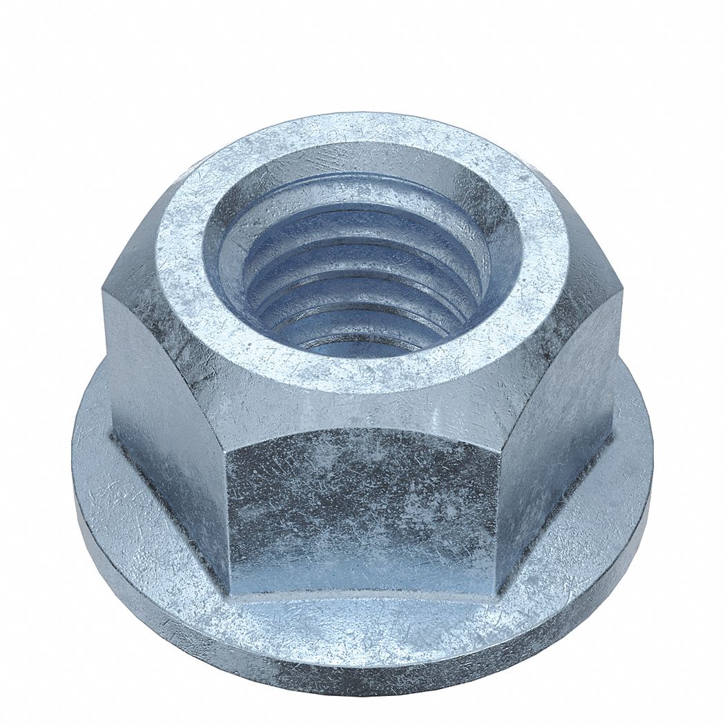 Lock Nut: 7/16"-14 Thread, Steel, Grade F, Zinc-Plated, 11/16 in Hex Wd, 15/32 in Hex Ht, 25 PK