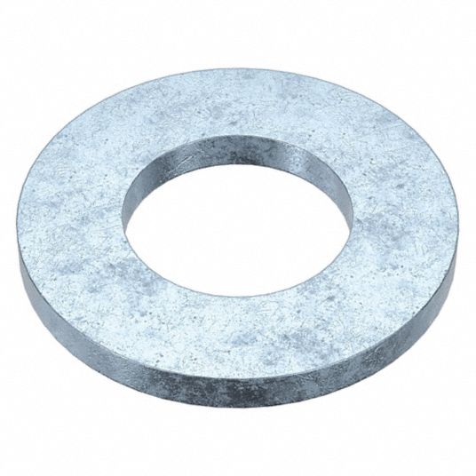 Flat Washer: For Screw Size M10, Steel, Not Graded, Zinc Plated, 10.5 mm In  Dia, 100 PK