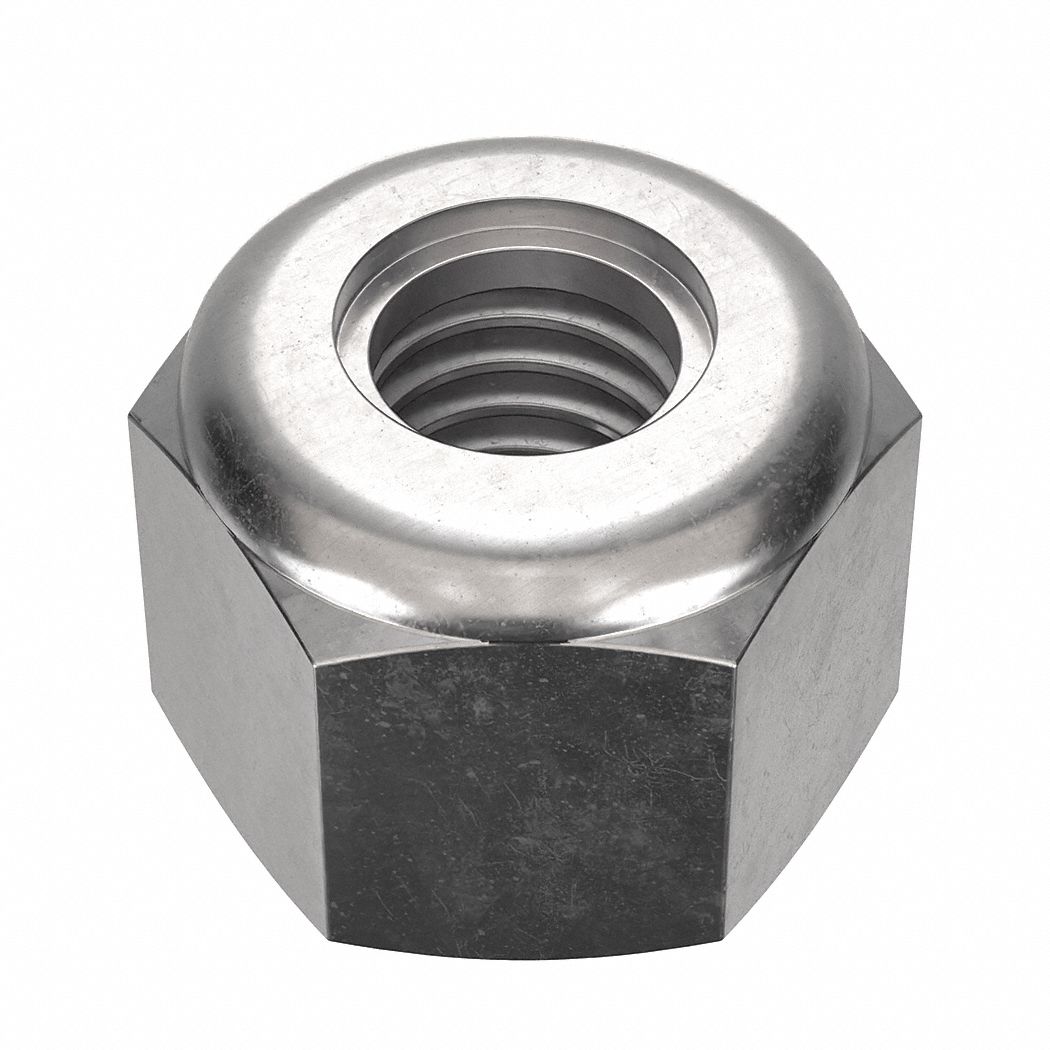 Lock Nut: Nylon Insert, Heavy Hex, 3/8"-16 Thread Size, Stainless Steel, 18-8, Plain, 50 PK