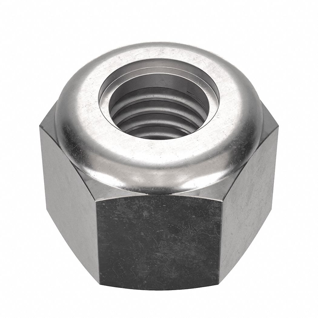 Lock Nut: Nylon Insert, Heavy Hex, 1 1/2"-6 Thread Size, Stainless Steel, 18-8, Plain, 2 PK
