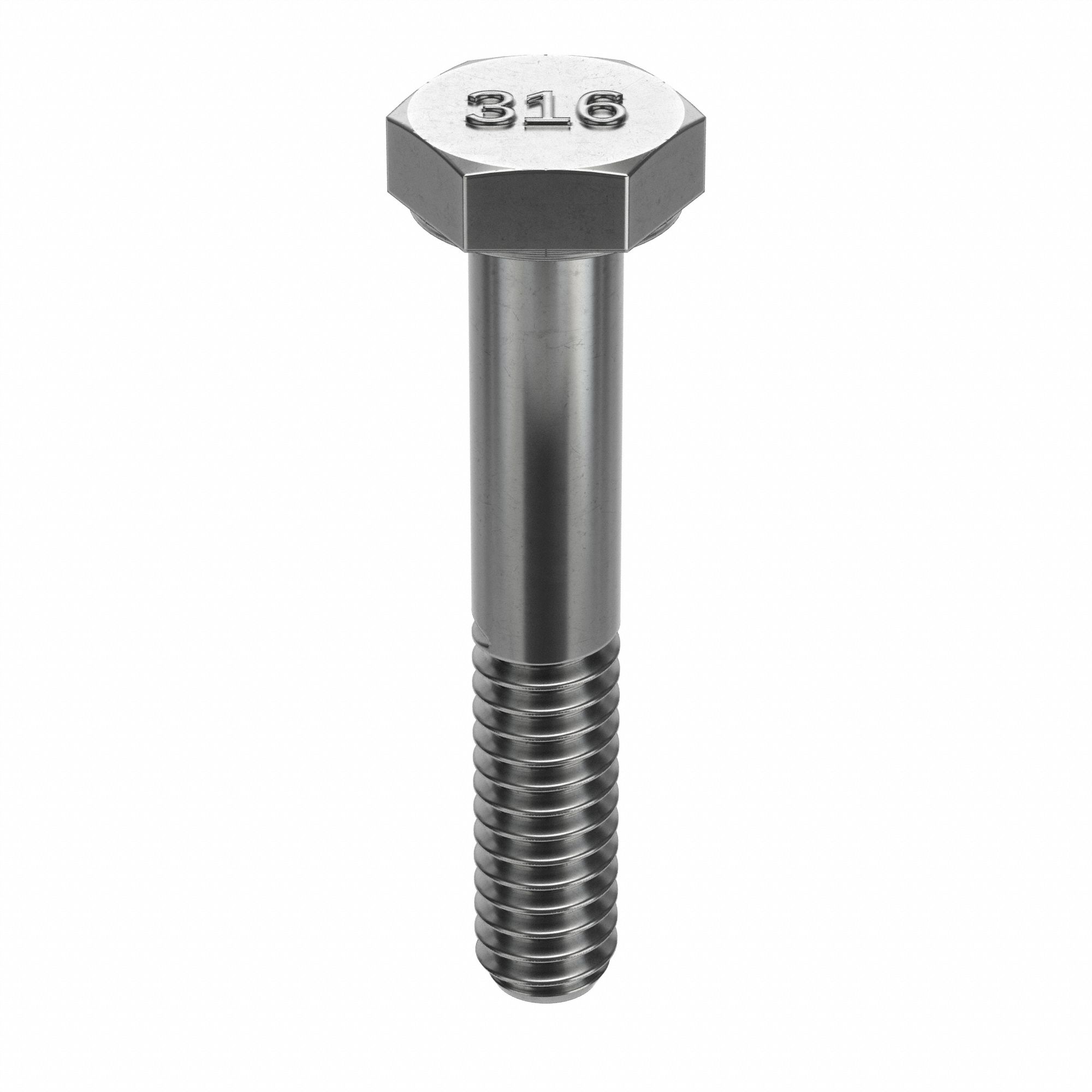 Hex Head Cap Screw: Stainless Steel, 316, Plain, 1/4"-20, Coarse, 1 1/2 in lg, Inch, 100 PK
