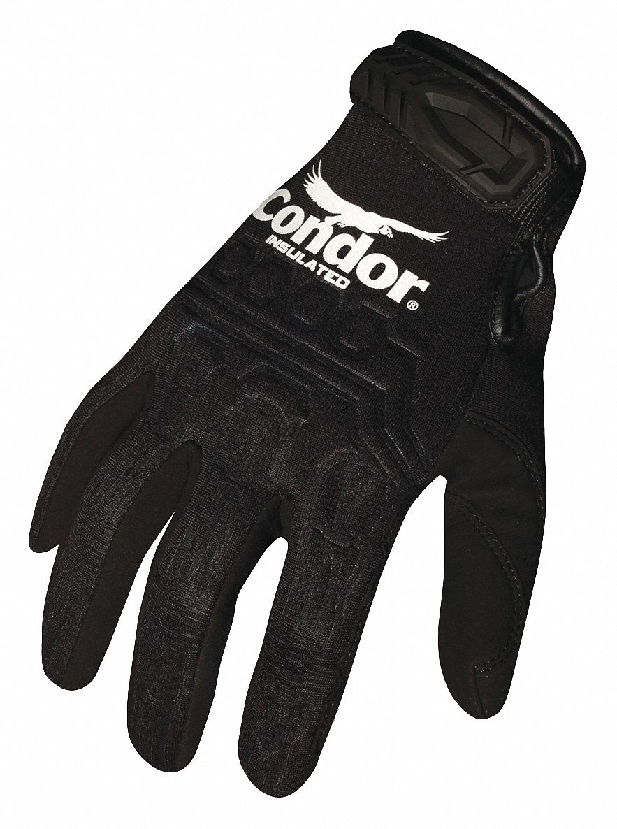 CONDOR Mechanics Gloves Synthetic Leather Black Leather Palm Black 42KZ95 1 PR